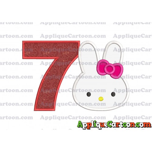 Hello Kitty Head Applique Embroidery Design Birthday Number 7