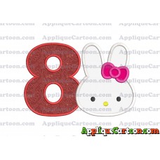 Hello Kitty Head Applique Embroidery Design Birthday Number 8