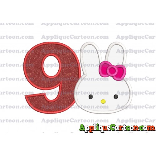 Hello Kitty Head Applique Embroidery Design Birthday Number 9