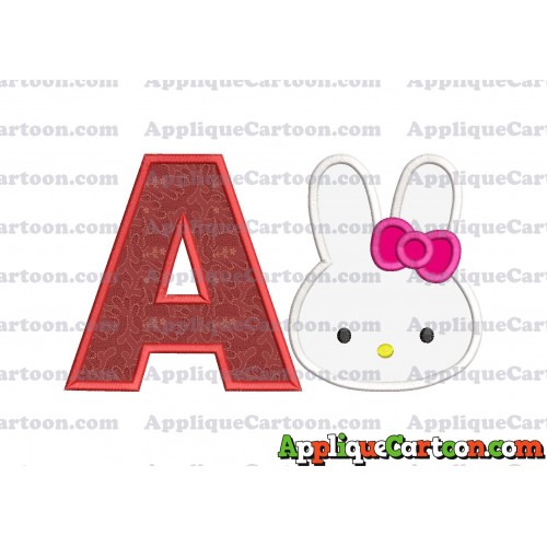 Hello Kitty Head Applique Embroidery Design With Alphabet A
