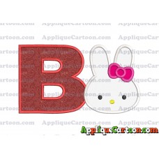 Hello Kitty Head Applique Embroidery Design With Alphabet B