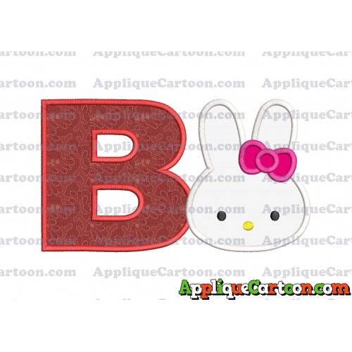 Hello Kitty Head Applique Embroidery Design With Alphabet B