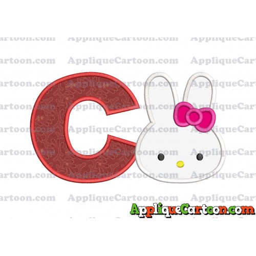 Hello Kitty Head Applique Embroidery Design With Alphabet C
