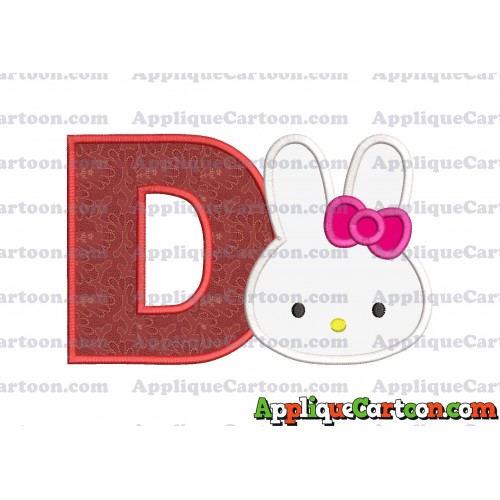 Hello Kitty Head Applique Embroidery Design With Alphabet D