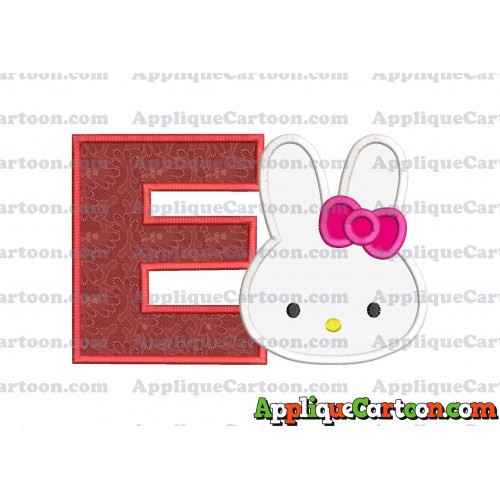 Hello Kitty Head Applique Embroidery Design With Alphabet E