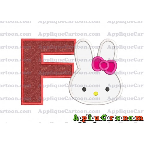 Hello Kitty Head Applique Embroidery Design With Alphabet F
