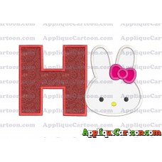 Hello Kitty Head Applique Embroidery Design With Alphabet H