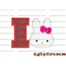 Hello Kitty Head Applique Embroidery Design With Alphabet I