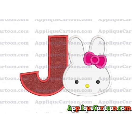 Hello Kitty Head Applique Embroidery Design With Alphabet J