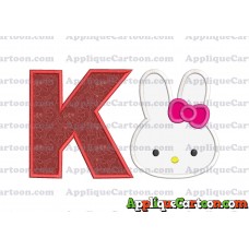 Hello Kitty Head Applique Embroidery Design With Alphabet K