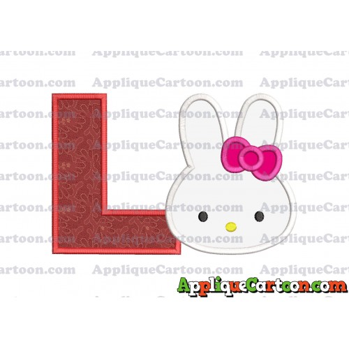 Hello Kitty Head Applique Embroidery Design With Alphabet L