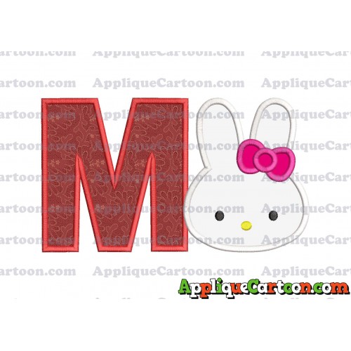 Hello Kitty Head Applique Embroidery Design With Alphabet M