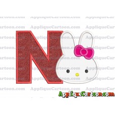 Hello Kitty Head Applique Embroidery Design With Alphabet N