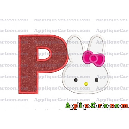 Hello Kitty Head Applique Embroidery Design With Alphabet P