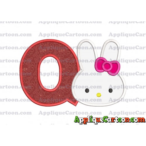 Hello Kitty Head Applique Embroidery Design With Alphabet Q