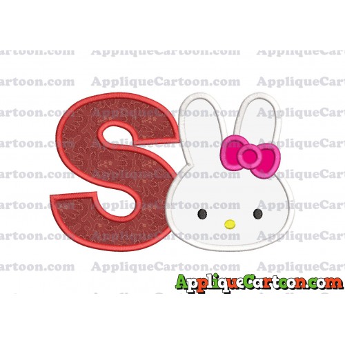 Hello Kitty Head Applique Embroidery Design With Alphabet S