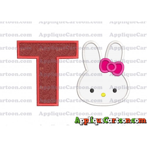 Hello Kitty Head Applique Embroidery Design With Alphabet T