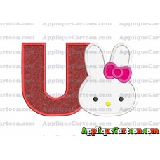 Hello Kitty Head Applique Embroidery Design With Alphabet U