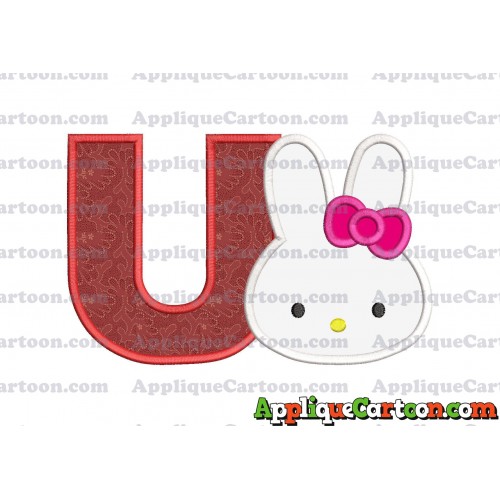Hello Kitty Head Applique Embroidery Design With Alphabet U