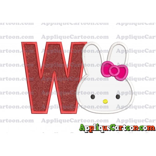 Hello Kitty Head Applique Embroidery Design With Alphabet W