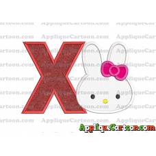 Hello Kitty Head Applique Embroidery Design With Alphabet X