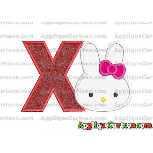 Hello Kitty Head Applique Embroidery Design With Alphabet X