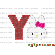 Hello Kitty Head Applique Embroidery Design With Alphabet Y