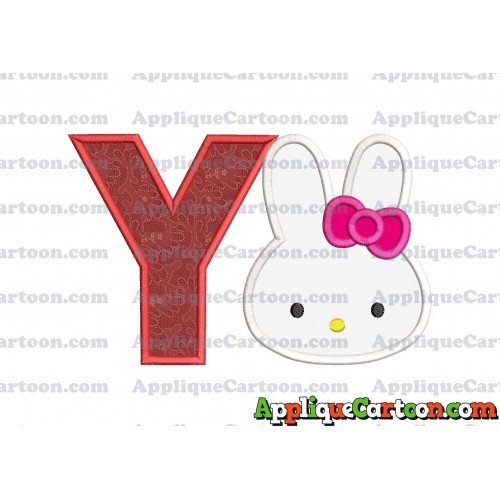 Hello Kitty Head Applique Embroidery Design With Alphabet Y