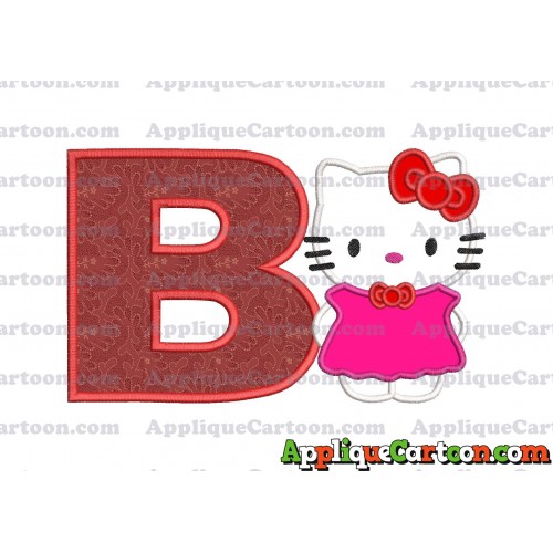 Hello Kitty With Bow Applique Embroidery Design With Alphabet B
