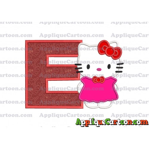 Hello Kitty With Bow Applique Embroidery Design With Alphabet E