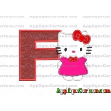 Hello Kitty With Bow Applique Embroidery Design With Alphabet F