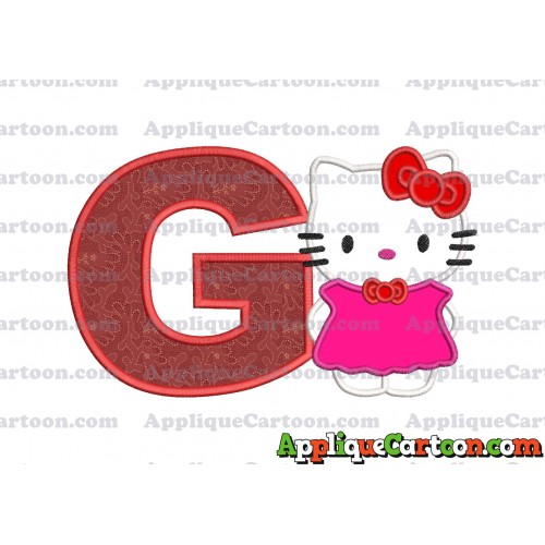Hello Kitty With Bow Applique Embroidery Design With Alphabet G