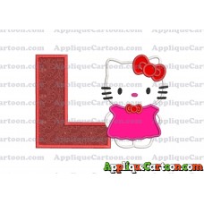 Hello Kitty With Bow Applique Embroidery Design With Alphabet L