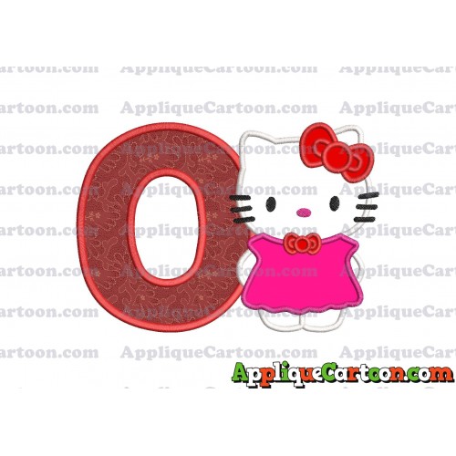 Hello Kitty With Bow Applique Embroidery Design With Alphabet O