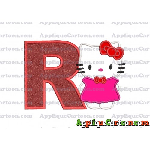 Hello Kitty With Bow Applique Embroidery Design With Alphabet R