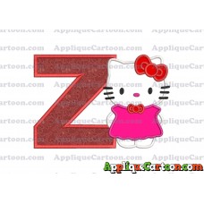 Hello Kitty With Bow Applique Embroidery Design With Alphabet Z