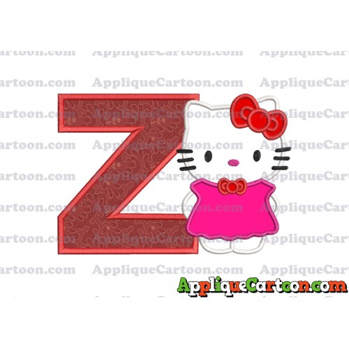 Hello Kitty With Bow Applique Embroidery Design With Alphabet Z
