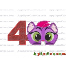 Hissy Puppy Dog Pals Applique Embroidery Design Birthday Number 4