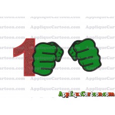 Hulk Hands Applique Embroidery Design Birthday Number 1