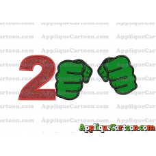 Hulk Hands Applique Embroidery Design Birthday Number 2