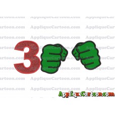 Hulk Hands Applique Embroidery Design Birthday Number 3