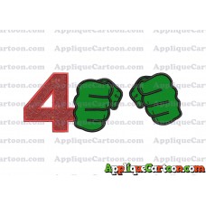 Hulk Hands Applique Embroidery Design Birthday Number 4