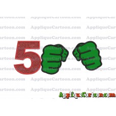Hulk Hands Applique Embroidery Design Birthday Number 5