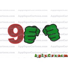 Hulk Hands Applique Embroidery Design Birthday Number 9