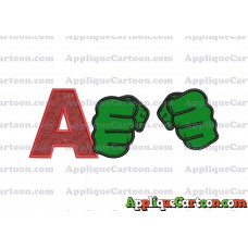 Hulk Hands Applique Embroidery Design With Alphabet A