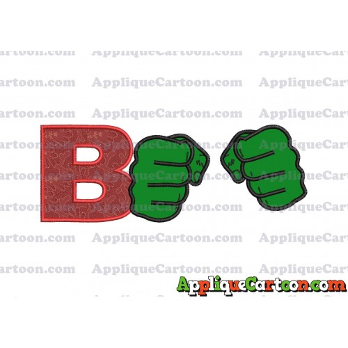 Hulk Hands Applique Embroidery Design With Alphabet B
