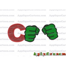 Hulk Hands Applique Embroidery Design With Alphabet C