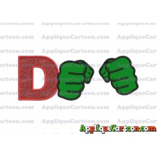 Hulk Hands Applique Embroidery Design With Alphabet D
