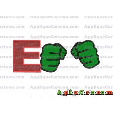 Hulk Hands Applique Embroidery Design With Alphabet E