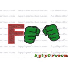 Hulk Hands Applique Embroidery Design With Alphabet F